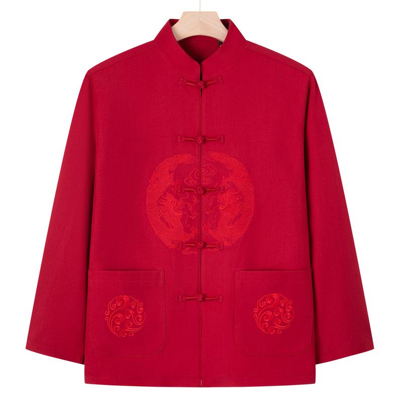 Middle-aged and Elderly Couples Tang Suits Men's Birthday Birthday Chinese Wedding Dress Mom and Dad Spring and Autumn Jacket