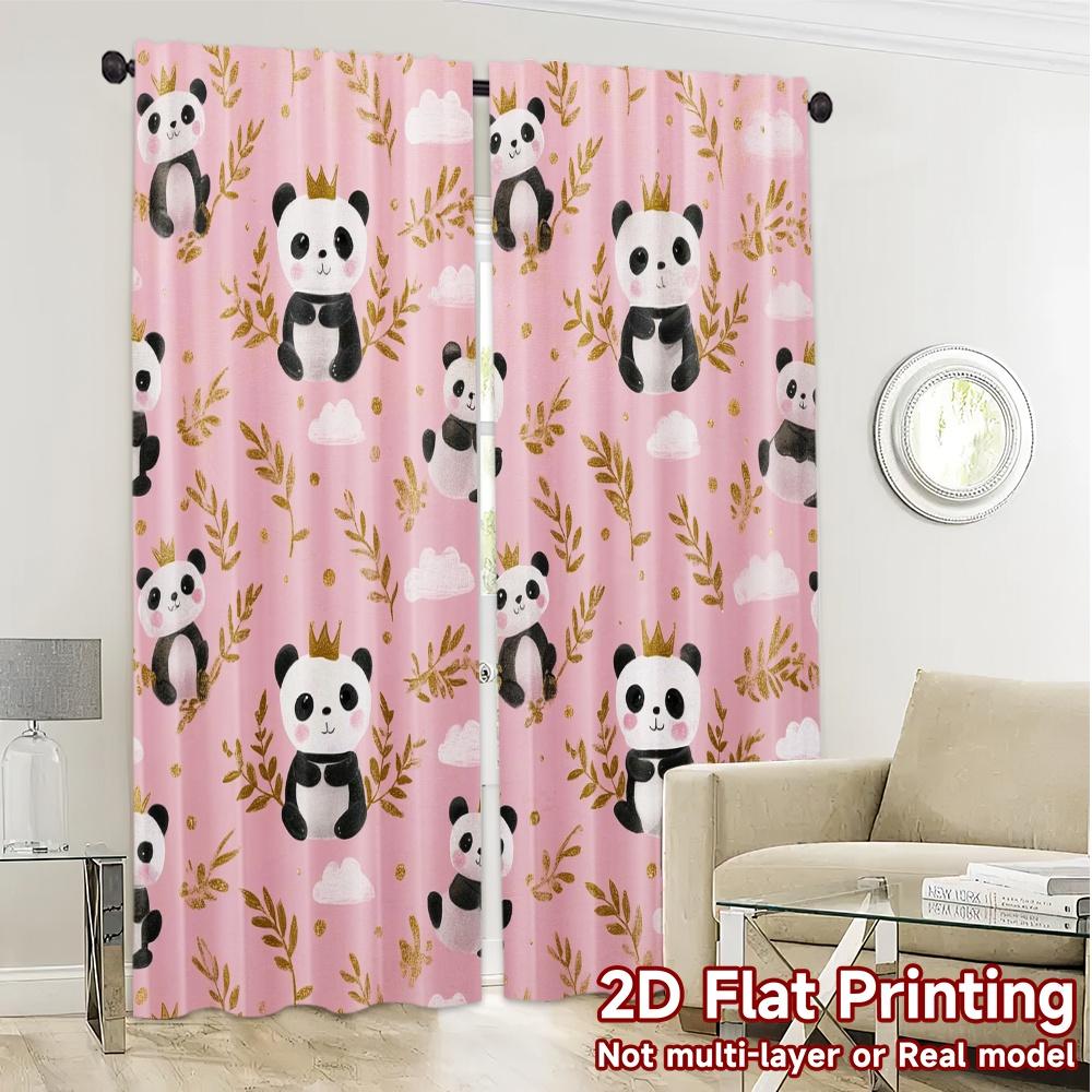 Flat Printing Curtains Without Rod Panda Dreams Chic Print Versatile Fabric Decorations Inside Set Of 2 Made Polyester