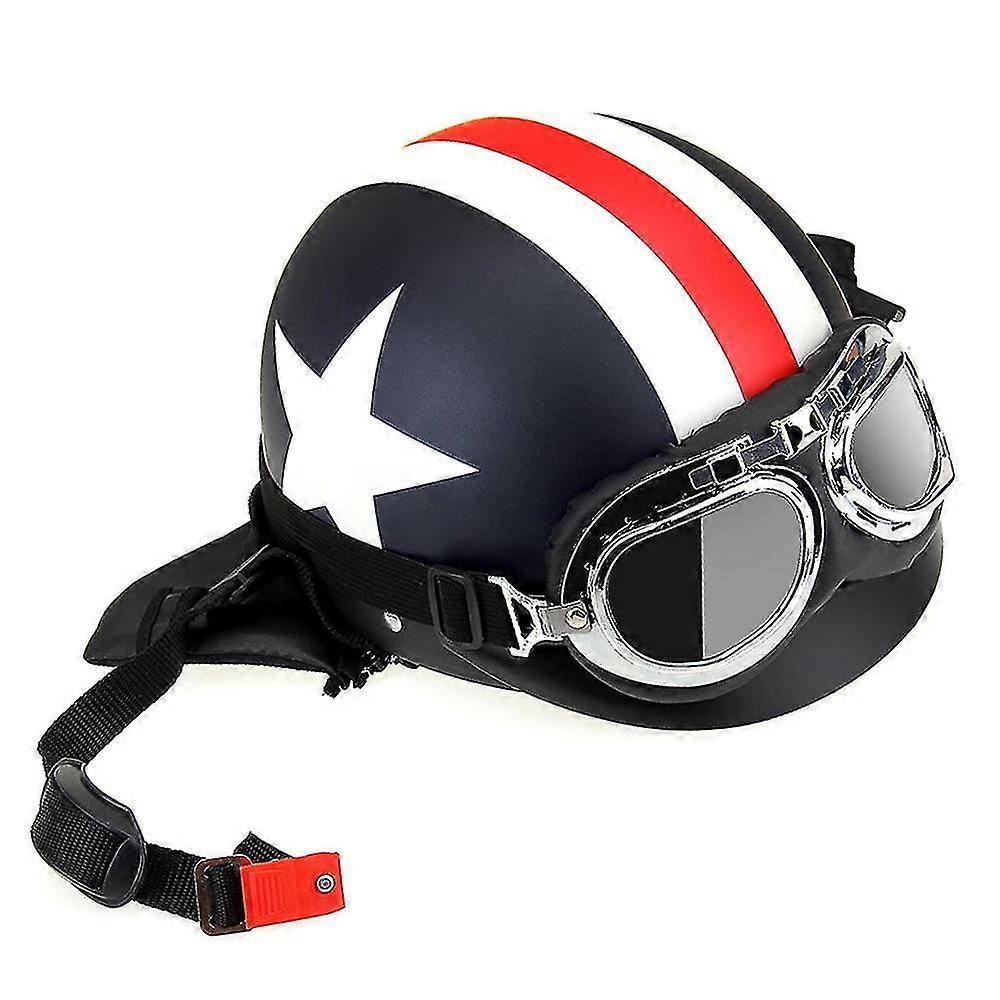 Half Open Face Motorcycle Helmet with Goggles Visor Scarf Biker Scooter Touring Helmet 25-26