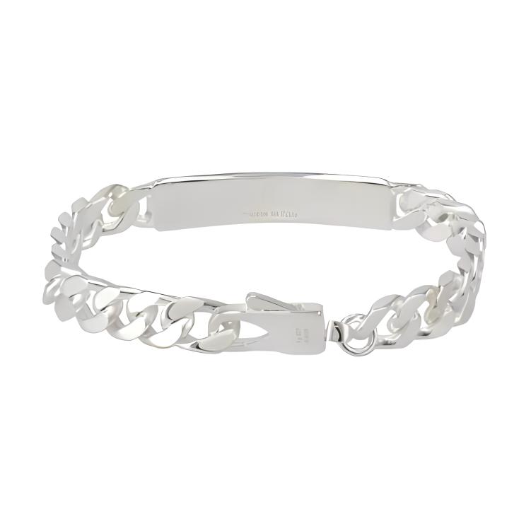 Gucci GG Supreme Horsebit Kette Twill Ineinandergreifende Doppel-G Gravierte Schließe Glänzendes 925 Silber Armband Unisex-Armband 774054-J8400-8106