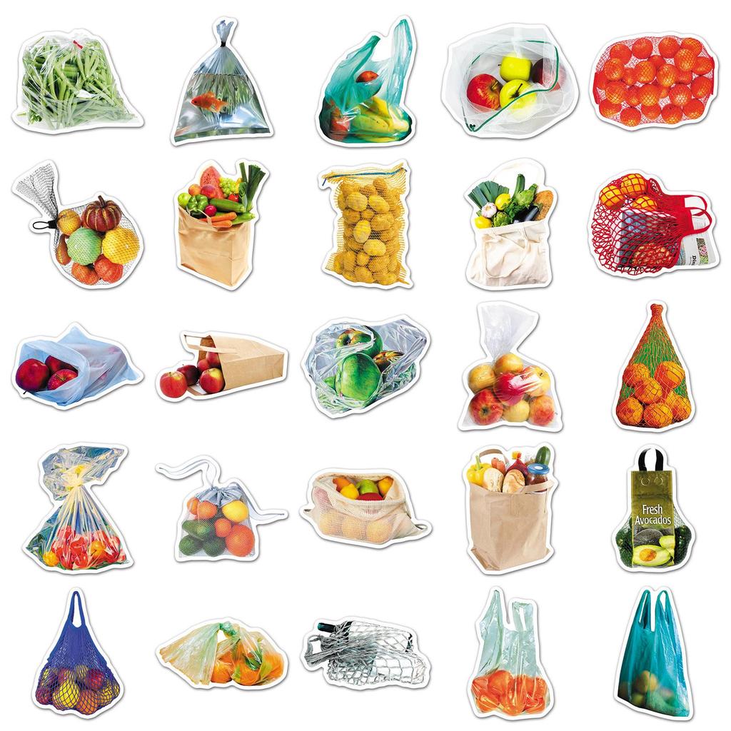50-Pack Realistic Fruit & Vegetable Waterproof Stickers for Food Decoration and Notebook Planning
