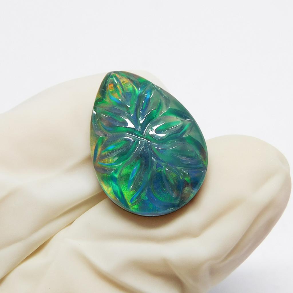 Lab-Created Opal Loose Gemstone Doublet Multi Color 9.55 ct Pear Cut for Jewelry Making and Crafts