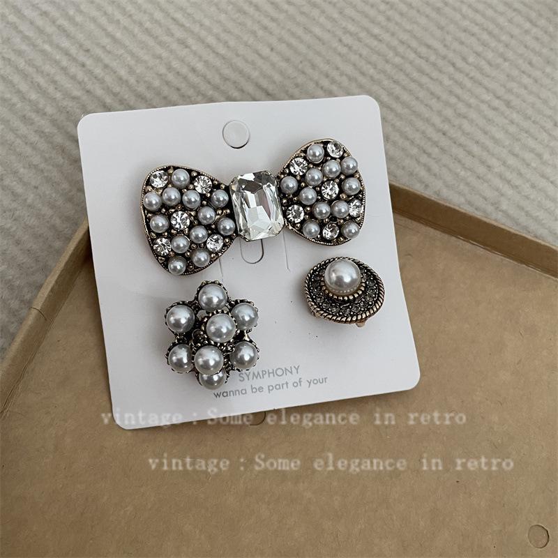 Vintage Distressed Brooch Set: Coco Style Corsage Pin Collection