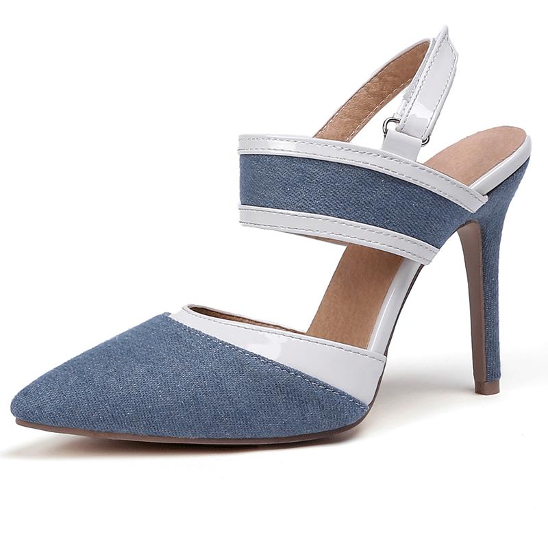 

Fashion Comfort Shoes for Women Female Sandal Large Size Girls Low Big Beige Closed Back Strap Fabric Solid PU Mature Rubber Casual Scan 44