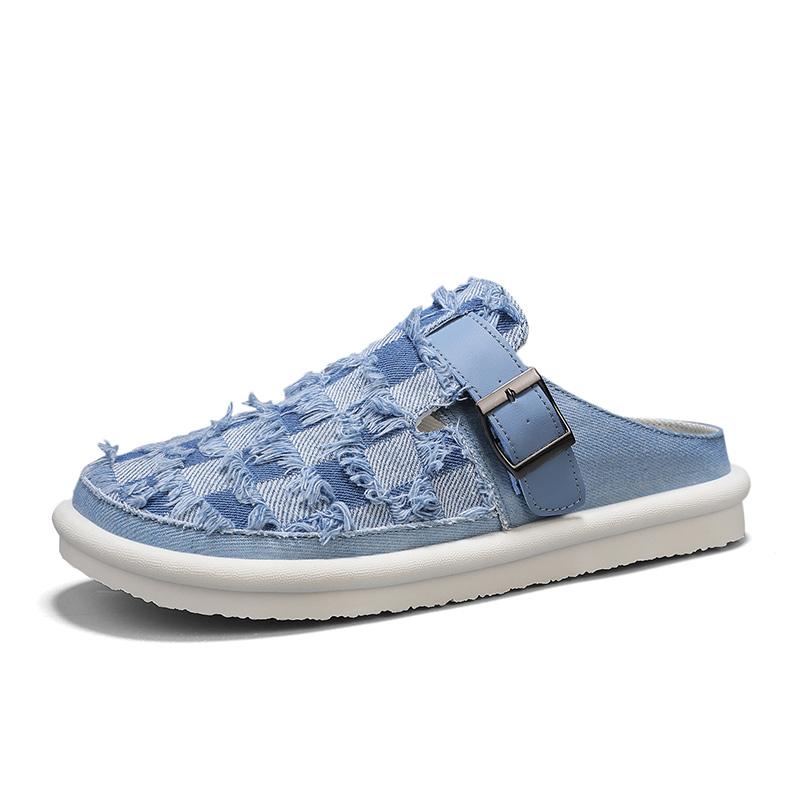 

Мужские модные летние тапочки для отдыха, уличная дышащая обувь для ходьбы, домашняя легкая мягкая обувь с одним ремешком, новинка 2025 46