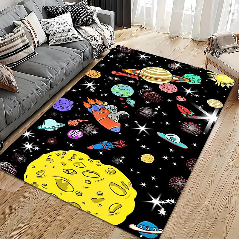 Colorful Space Adventure Rug - Non-slip rug suitable for living room and bedroom sofas.