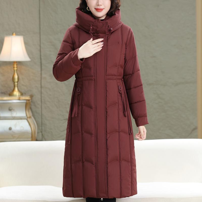 Plus Size XL-5XL Middle Age Women Long Coats Winter Parkas Hooded Thick Warm Elegant Women's Jackets