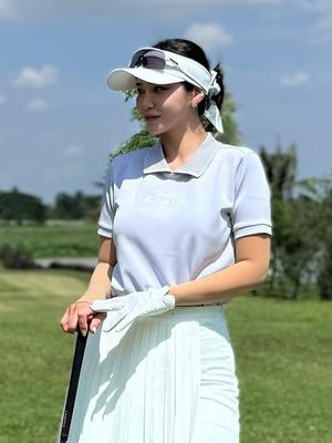 20TH HOLE Women'S Embroidered Point Short Sleeve Collared T-Shirt [Violet]