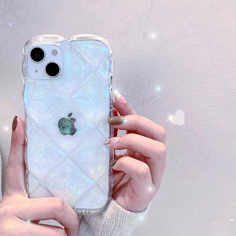 Capa transparente com glitter e lantejoulas 3D Diamond para iPhone 13 12 11 Pro Max Xs Max Xr X 7 8plus Capa de silicone transparente Capa com diamante 3D