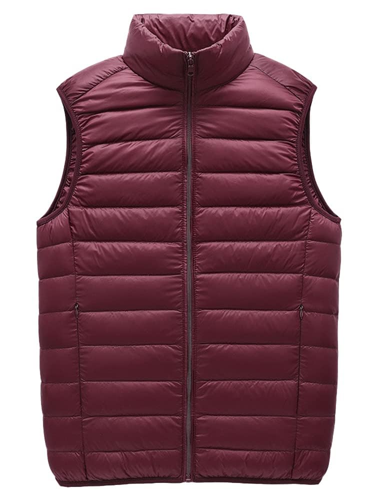 Wnodruke Ultralight Down and Packable WN002 Men's Vest, Lightweight, Warm, Compact, (XL, Red)