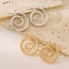 Retro Luxury Stainless Steel Rotating Circular Vortex Wire Earrings For Women