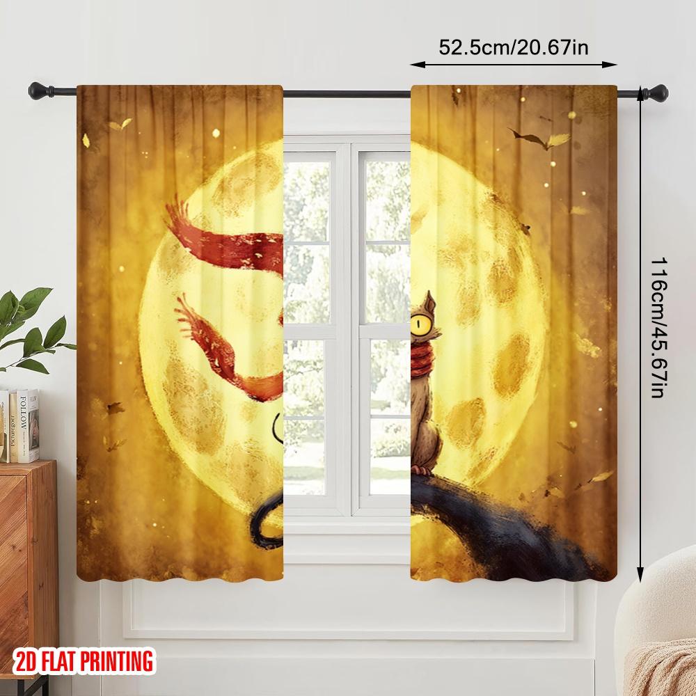 2 Stück, 2D-Flachdruck Vorhänge Rollos Halloween Geist (20) Polyester (ohne Stange) Heimdeko für Schlafzimmer, Wohnzimmer,