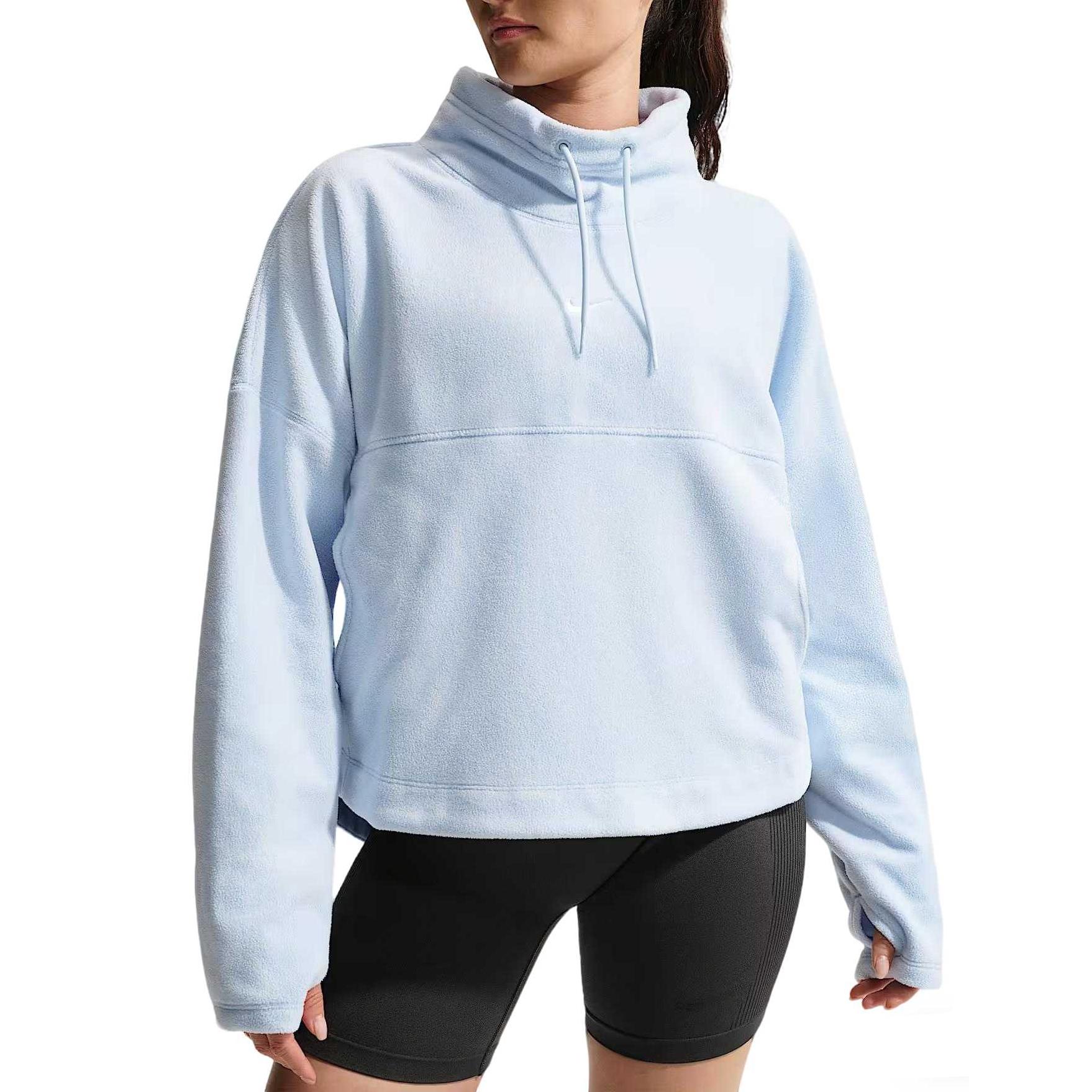 Nike Fleece Tops Women s Sky Blue/White Moderate Pullover HV3703-441 S