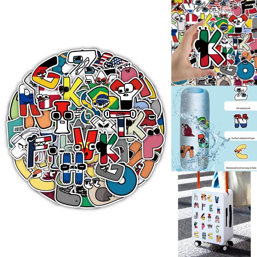 62 Stück Alphabet Lore PVC Wiederverwendbare Aufkleber für Koffer/Trolley-Koffer Dekor