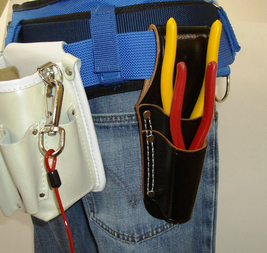 KOZUCHI Black Split Leather Pliers Holder, 2-Tier, Double-Stitched, Embossed, SP-07