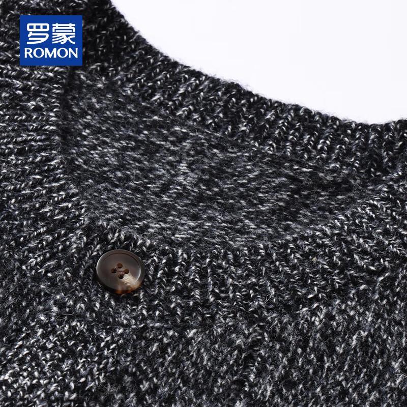 ROMON Men's 100% Pure Wool Thick Round Neck Cardigan Vest