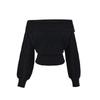 Women's French Off-Shoulder Cable Knit Pullover - Slimming Waist, Long-Sleeve Casual Sweater for Autumn/Winter