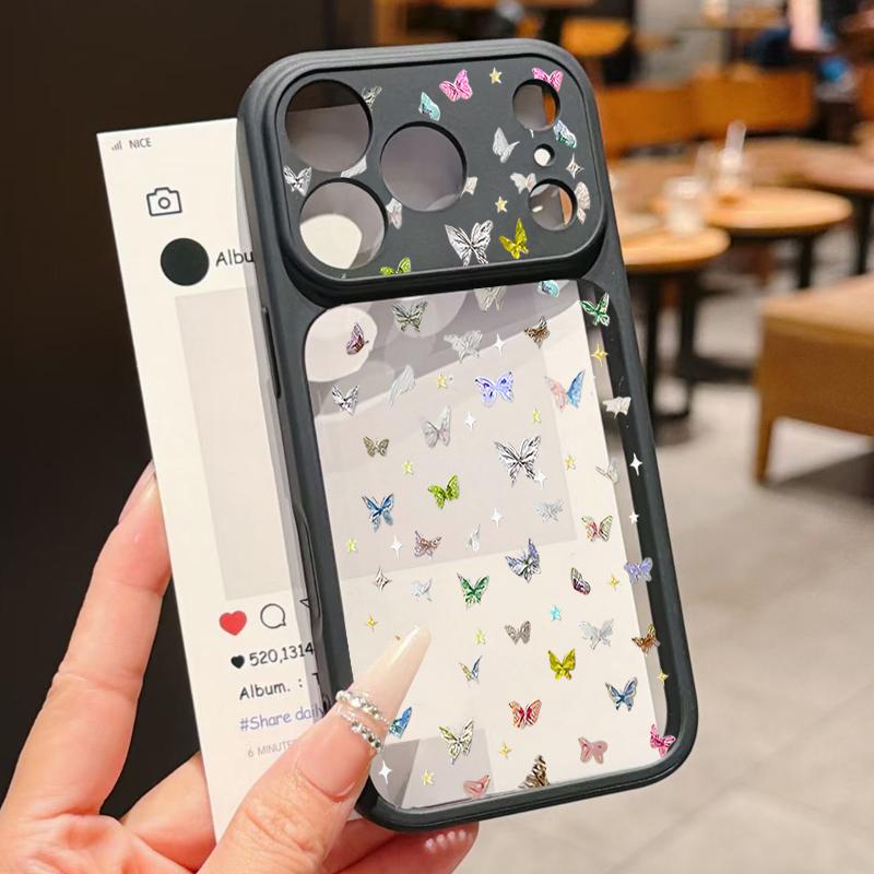 Colorful Butterfly Case For iPhone 17 Pro Max For iPhone 16 15 14 13 Pro Max Luxury Hybrid TPU+PC Clear Back Hard Cover