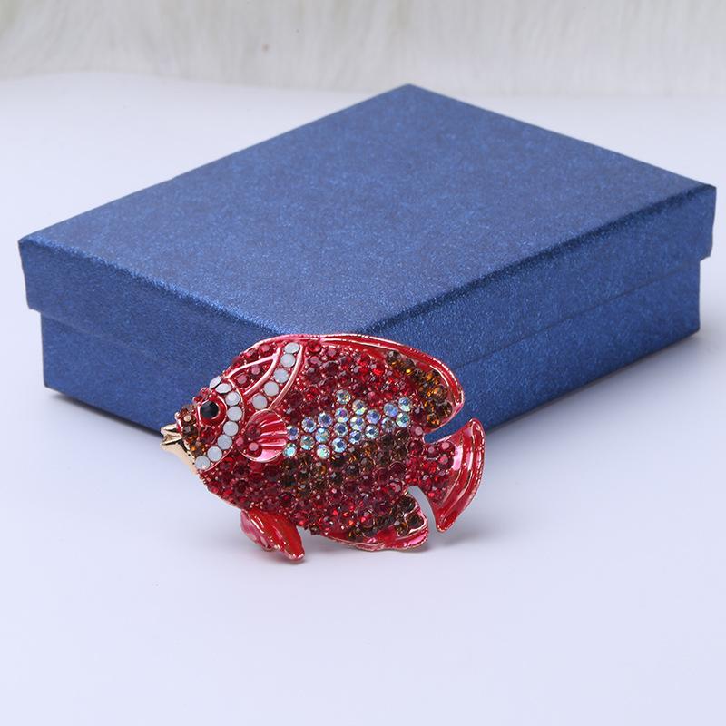 Popular Cartoon Animal Carp Alloy Rhinestone Pin Personalized High-End Jewelry Brooch Corsage