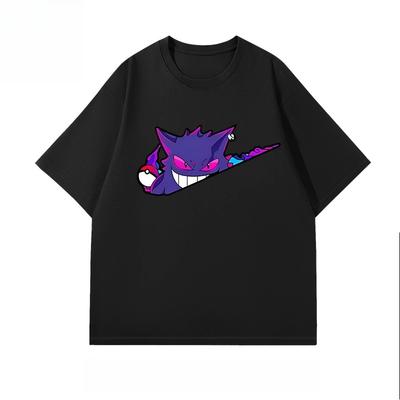 Pokémon Gengar Printing Tee 100 Cotton Tshirt Mens 2026 Summer Fashion Oversize Street Casual Y2K Tops Streetwear Clothing