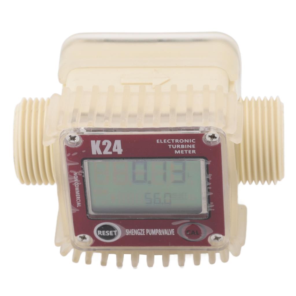 Digital Turbine Flow Meter 20BAR High Accuracy LCD Display G1 Male Thread Digital Fuel Flow Meter with 4 Measure Unit