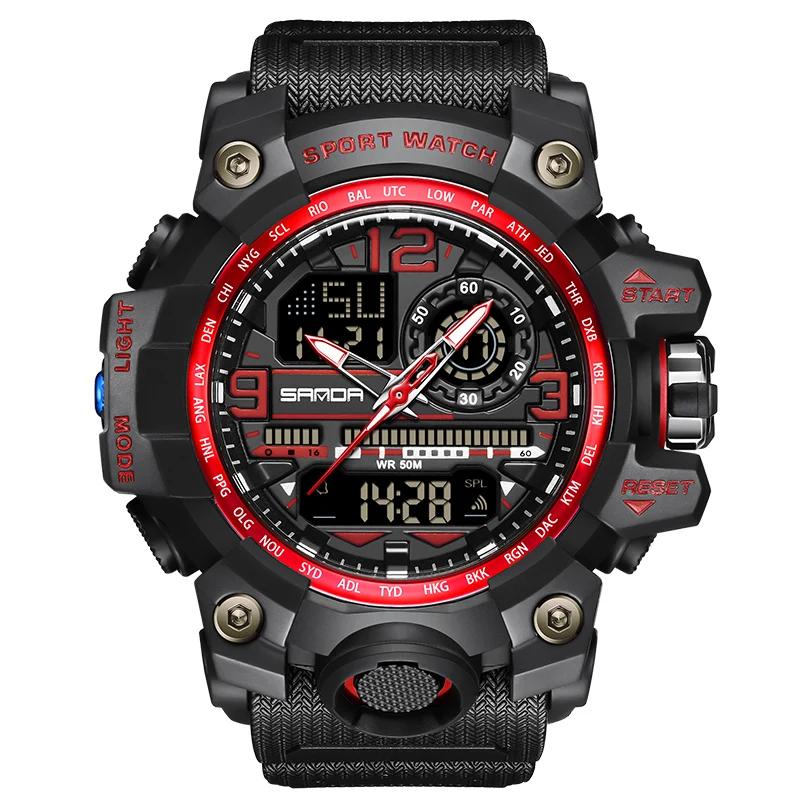 SANDA 3133 Student Electronic Wrist Clock Trendy Fashion Waterproof Week Day Display Digital Analog Watch Alarm Mode Teenager