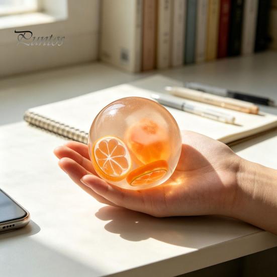 Office Desk Toys Shapeable Pearlescent Ball Fidget Toy, Anxiety Relief Clear Squeeze Fake Fruit Stress Inside Toy for Kids Adults
