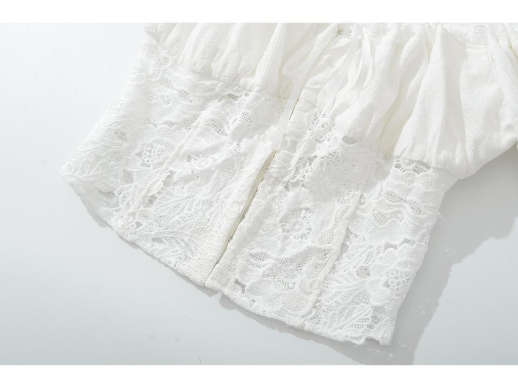 2025 Sweet Lace Patchwork 2-Piece: Off-Shoulder Crop Top + Mid-Waist Skirt