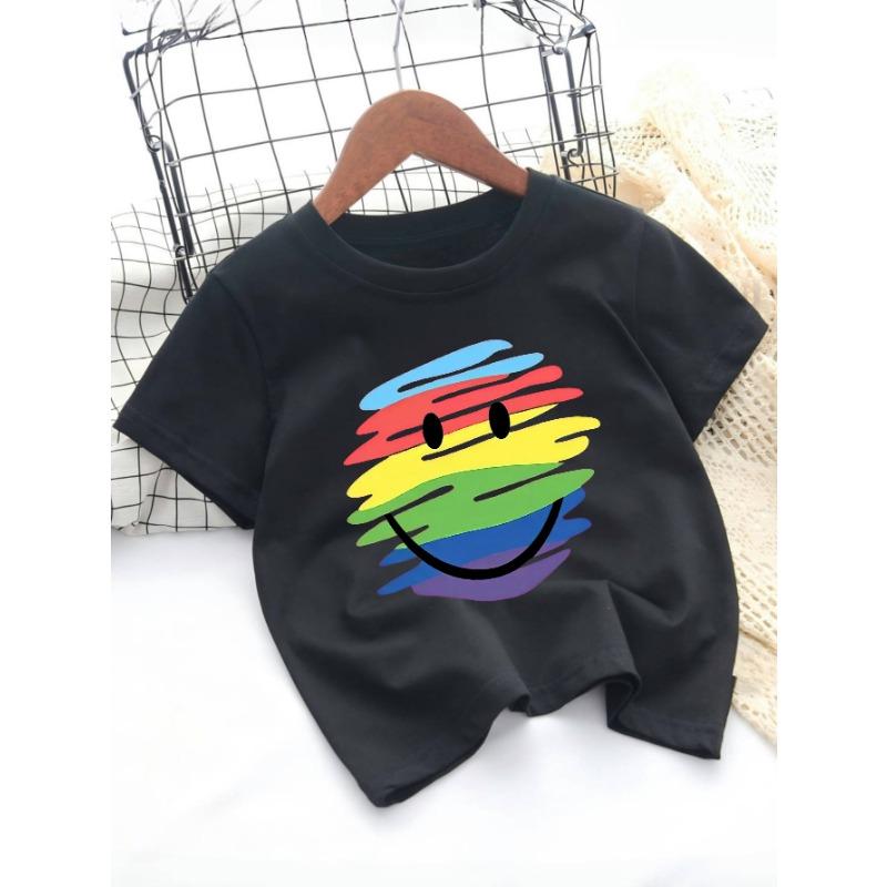 

European Size Childrens Fashion Round Neck T-Shirt Casual Printed Top 98cm чёрный