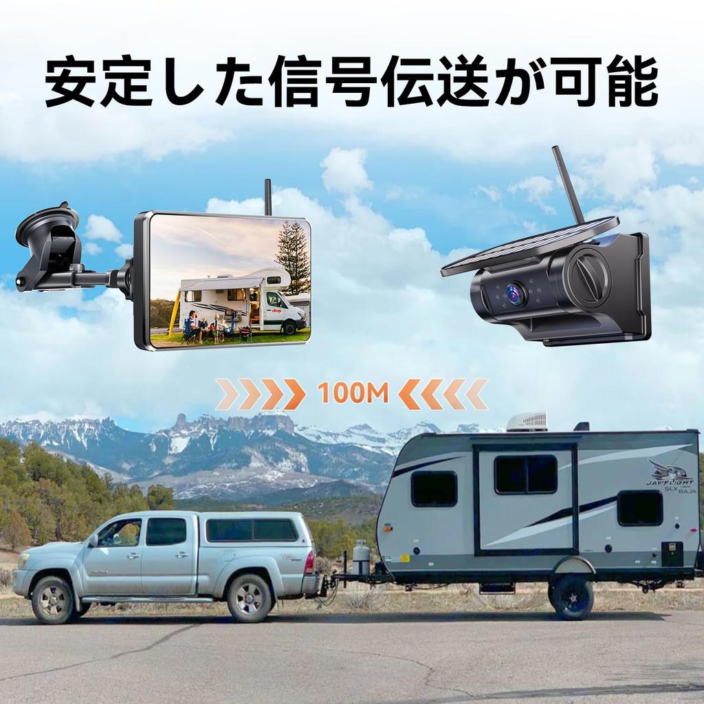 OBEST Wireless Backup Touchscreen Wireless Backup USB Rechargeable Solar DIY Image IP67 Night Rechargeable Truck Compatible with Monitor, 7-inch