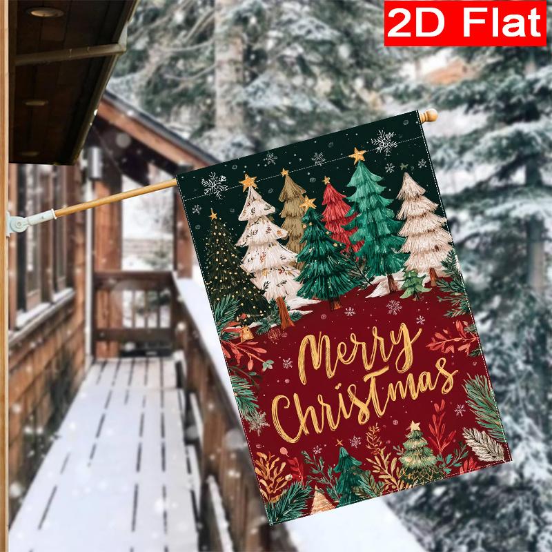 GD-DQ09050044-1pc Christmas Tree Snowflakes Welcome Christmas Garden Flag_3 (1)- outdoor garden flag double-sided home decoration courtyard decoration