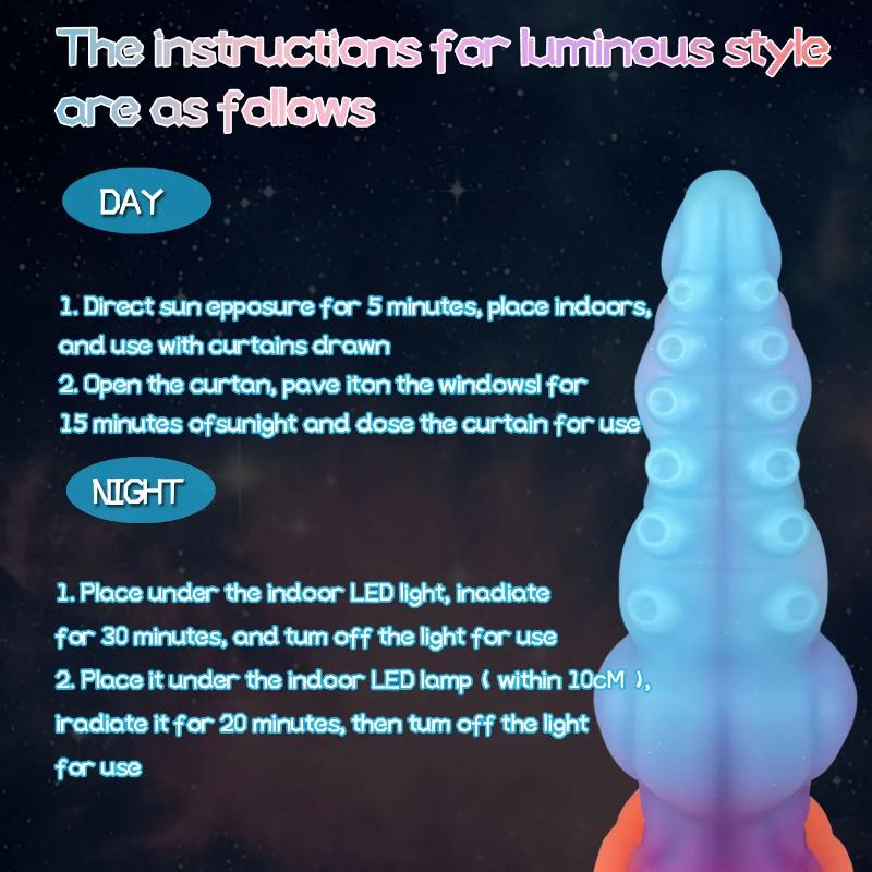 Luminous Monster Dildo Wearable Anal Plug Huge Penis Alien Anal Dildo Masturbator Butt Plug Dilator Sex Toys Vaginal Clitoral Anal Stimulation Unisex