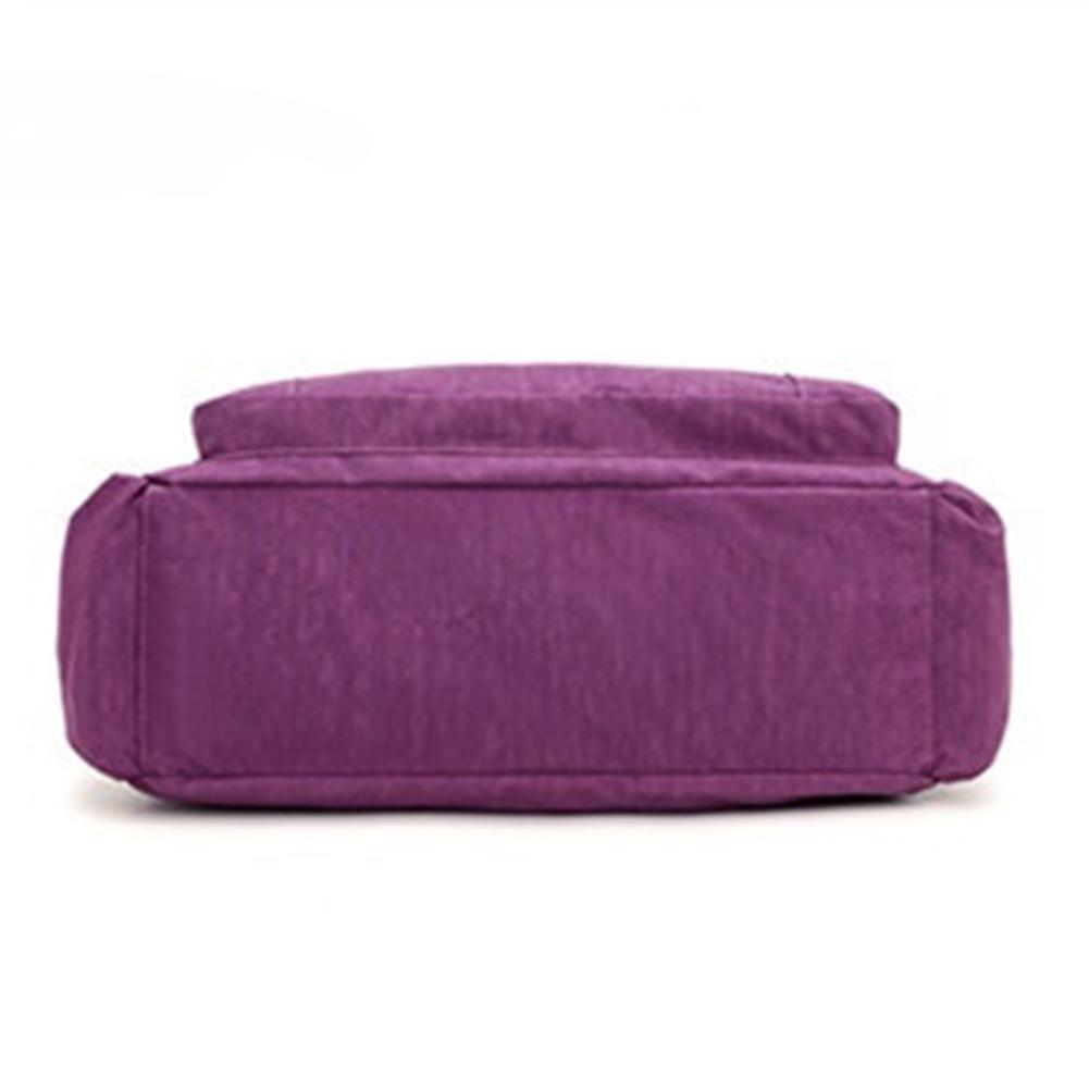 Solid Color Multi Pocket Zip Handbag Nylon Shoulder Storage Bag CLE