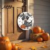 Halloween Party Supplies Dachshund Hanging Sign, Spooky Skeleton Dog Trick or Treat Wooden Lover Gift with Pumpkin Bat Pattern, Holiday Welcome