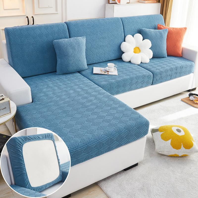 

Плюшевый чехол на сиденье дивана для гостиной, бархатная подушка, эластичный угловой диван, 1/2/3/4-местный комплект однотонных чехлов M(1 seater) синий