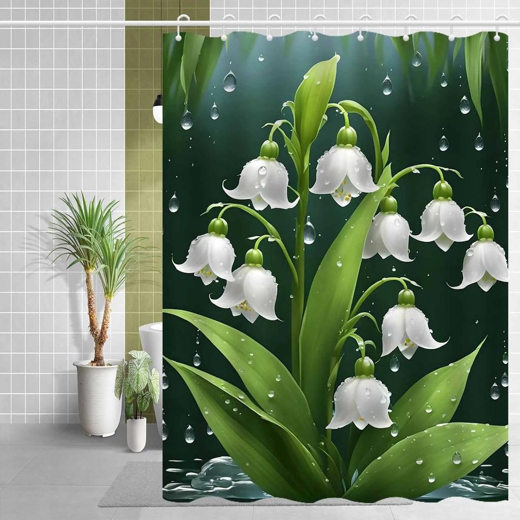 Fresh orchid pattern Shower Curtain Washable Dirt-Resistant Shower Head waterproof Polyester Bath Curtain For Home Decor