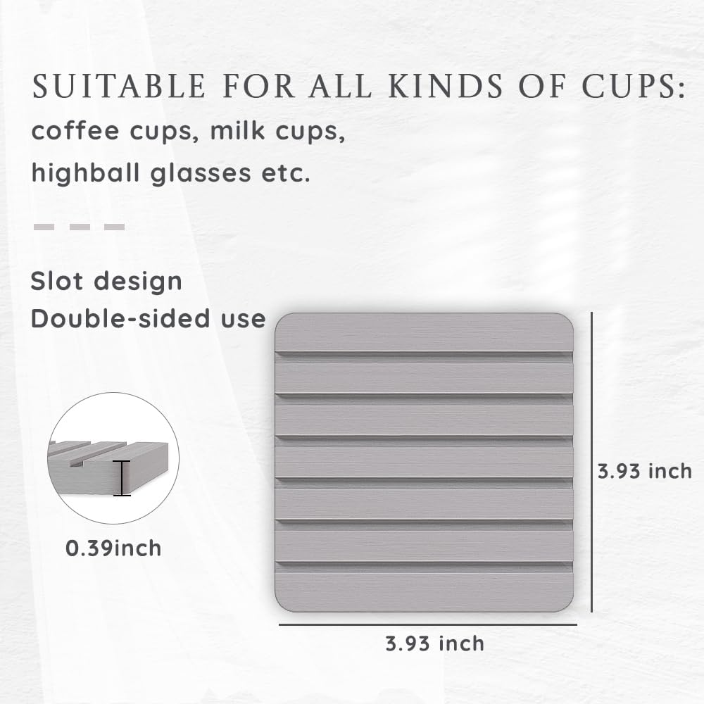 Water Absorbent Diatomite Set of 2 Coaster Coasters Rectangle Grooved Design Water Absorbing Coaster Non-silp Desk Durable Cup Mats Table Ornament