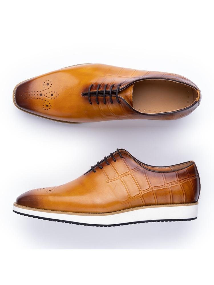 

Чоловічі повсякденні оксфорди з натуральної шкіри з принтом, легкі та дихаючі, підходять до костюма для чоловіків, виробники, хороша якість, шнурівка, броги 47 коричневий