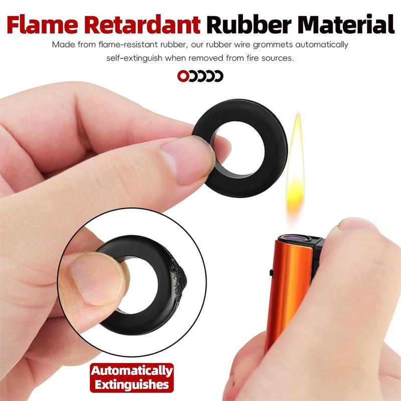 200Pcs Rubber Grommets Kit – 14 Sizes Firewall Rubber Hole Plugs Assortment, Rubber Grommets for Wiring, Electrical, Home DIY