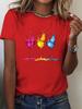 Wein Gläser Druck Rundhals T-Shirt Lässiges Kurzarm Oberteil für Frühling Sommer Damenbekleidung Ästhetische Kleidung