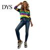 Comfortable Mardi Gras Tee Women Shirt Lapel Long Sleeve Striped Print Tops Buttons Vibrant Festival Placket Loose Fit Carnival Outfit Party