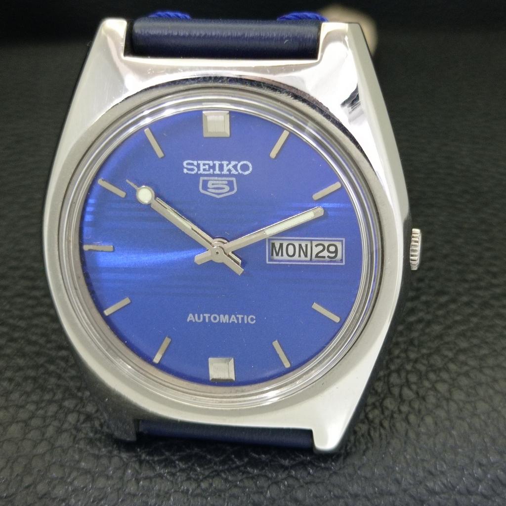 SEIKO 5 AUTOMATIC 6349A JAPAN MENS VINTAGE BLUE COLOR DIAL WATCH a701572-5 R206b-a701572