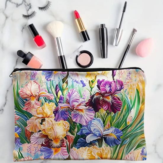 Yousheng Cosmetic Storage Bag, Thickened Canvas Pouch, with Smooth Zipper Large Capacity Stationery Organizer, Oil Painting Print Cosmetic Pouch