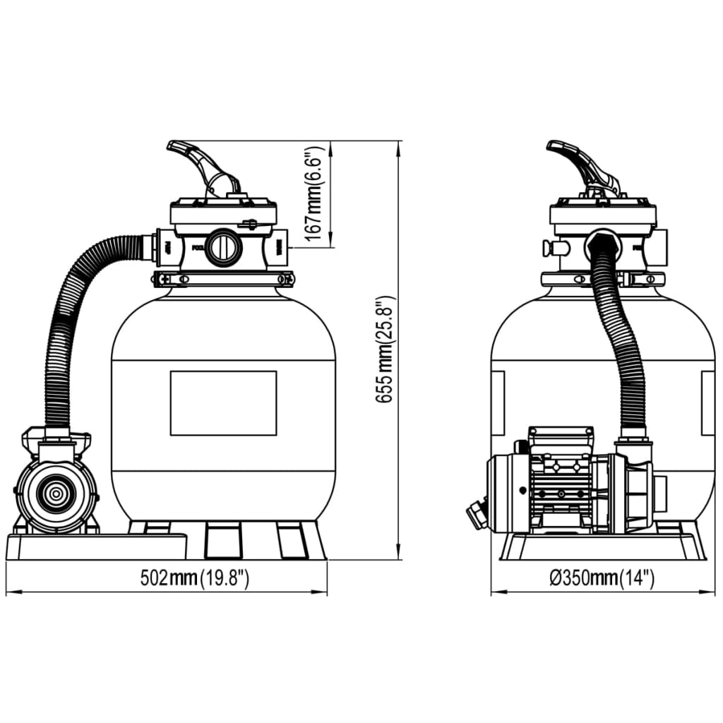 Vidaxl Sandfilterpumpen, 2 Stück, 600 W, 17000 L/H