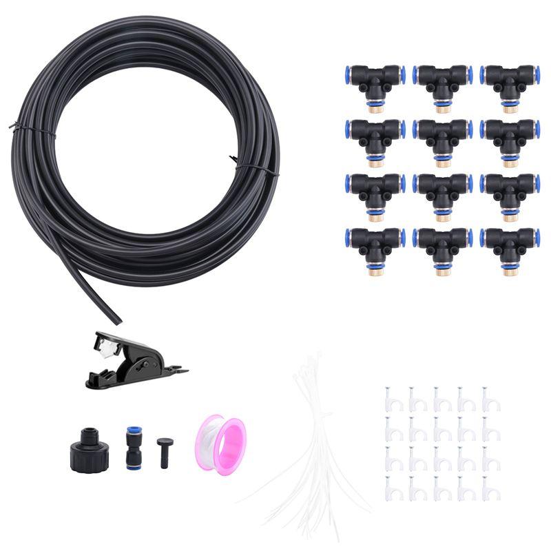 Misting Cooling System DIY 33 FT(10M) Misting Line +12Brass Mist Nozzles For Patio Waterpark Garden Trampoline