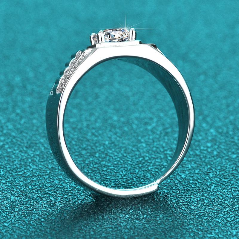 European and American domineering personality one-carat mozzarella diamond big men's ring, fashionable and atmospheric men's business ring ringjewelry