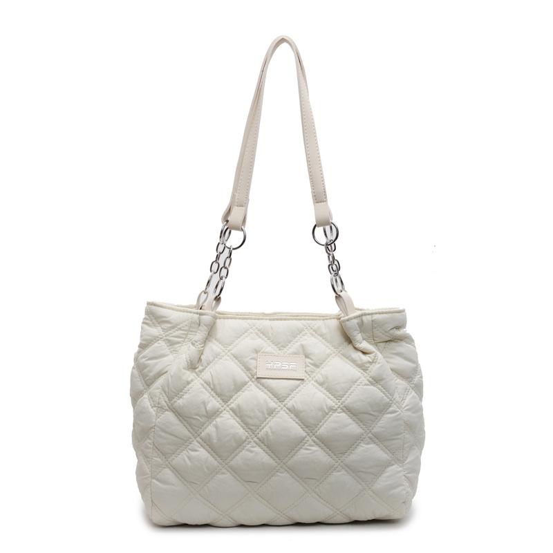 New Large-capacity Cotton Clothing Bag Fashionable Solid Color Simple Diamond Embroidery Thread Shoulder Bag Casual Commuter Hand