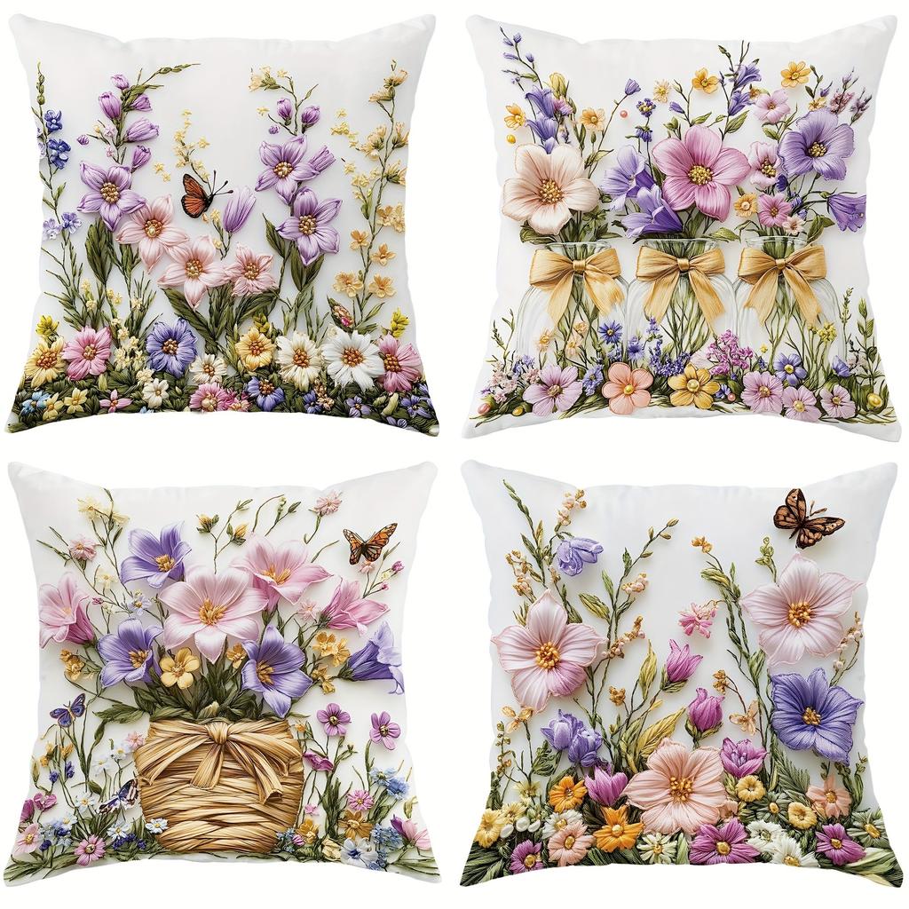 Vintage Druckmuster Heimdekoration Kissenbezug Schlafzimmer Wohnzimmer Sofadekoration Polyester Kissenbezug mit Reißverschluss