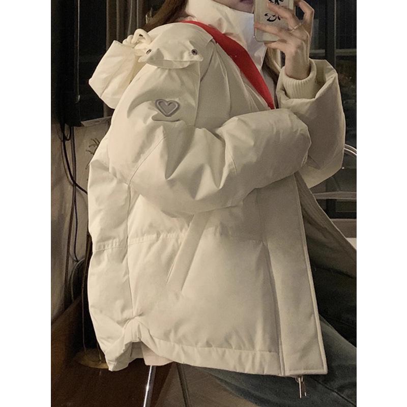 2024 Gray Cotton-Padded Jacket for Girls - Autumn/Winter Style for Middle/High School Students