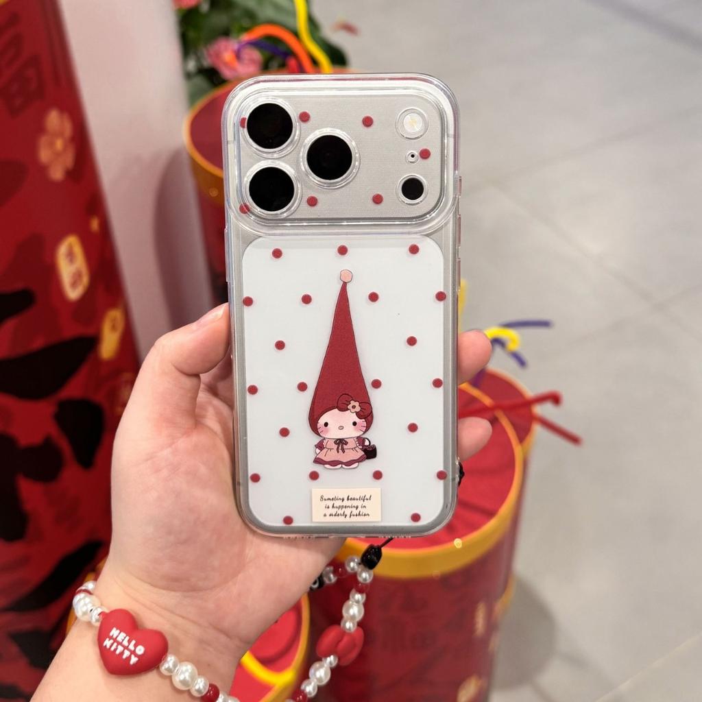 Red Hat cat applies to Apple 17 transparent 16promax lanyard 15 cartoon 14 simple 13 New Year's 12 female mobile phone case